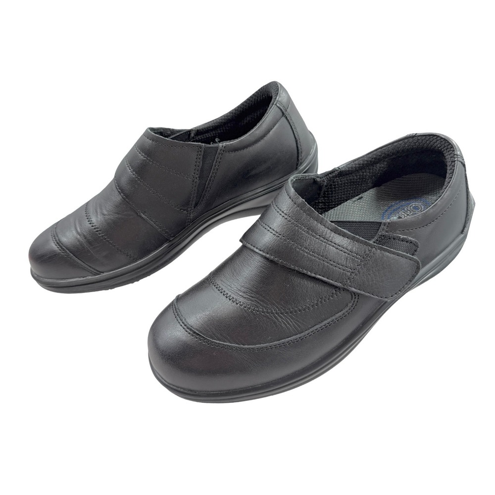 Orthofeet Emily Slip On Shoes Black Leather Comfort Size 7.5 Wide Women
